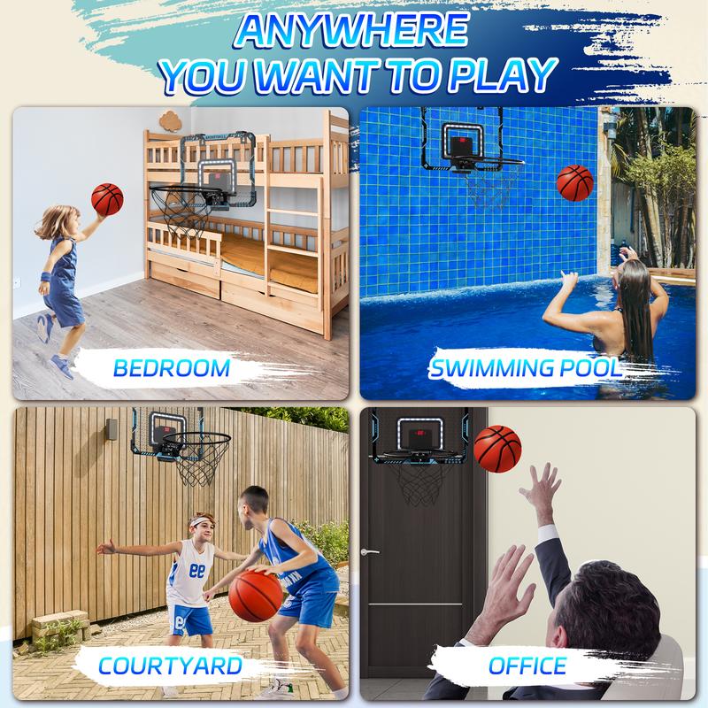 Mini Indoor Basketball Hoop with Electronic Scoreboard Portable Basketball Goal for Kids, Indoor Game Toy Birthday Christmas Gift for Boys Girls