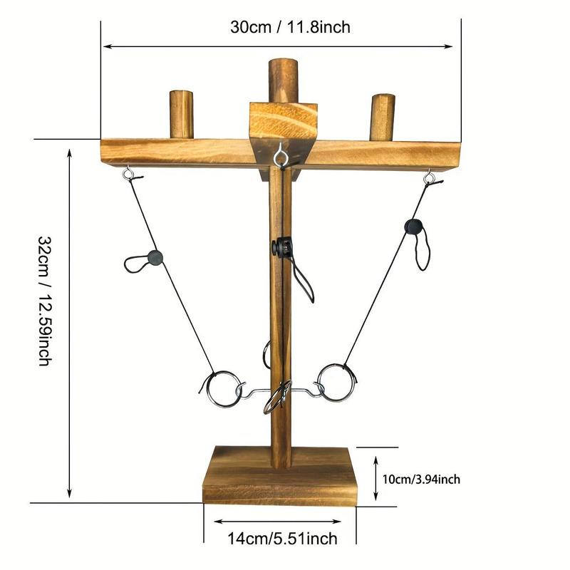 Wooden Ring Toss Game, Ring Game with Shooting Ladder & Adjustable Rope for 4 Players, Indoor Recreation Adult Toys for Home Party, Birthday Gift, Christmas Gift