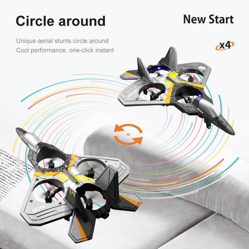 4DRC V17 RC airplane 2.4G quadcopter drone with 2 batteries Foam fighter aircraft model Gravity sensing control Aerobatic tumbling Cool lights Children's flying toys Christmas gifts rc airplane rcplane