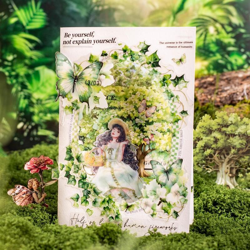 Forest Plant Series Decorative Paper, 20pcs pack Scrapbooking & Stamping Pet Sticker, DIY Decorative Sticker For Stationery