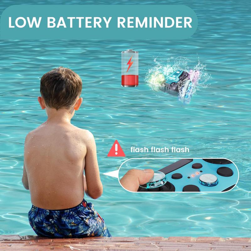 RC Car Boat, 2.4Ghz Gesture RC Car with 2 Remote Controls, All-terrain Stunt Car with LED Lights, Kids Pool Toys, Birthday Gifts for Boys and Girls Adults, Spring Toys Ideas,Gift Ideas