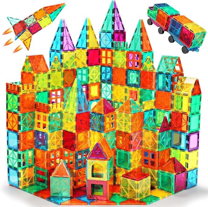 Magnetic Tiles, 103PCS Magnetic Blocks for Kids, Construction Building Set,STEM Sensory Educational Toys Gift for Toddlers Kids 3+ Year Old, Christmas Gifts