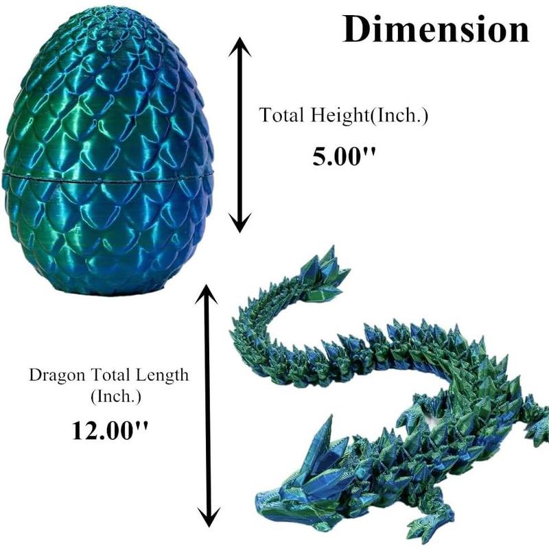 Dragon Egg 12-inch dragon toy 3D printed dragon toy, 3D printed dragon egg with hinged dragon, toy for boys and girls, Easter gift