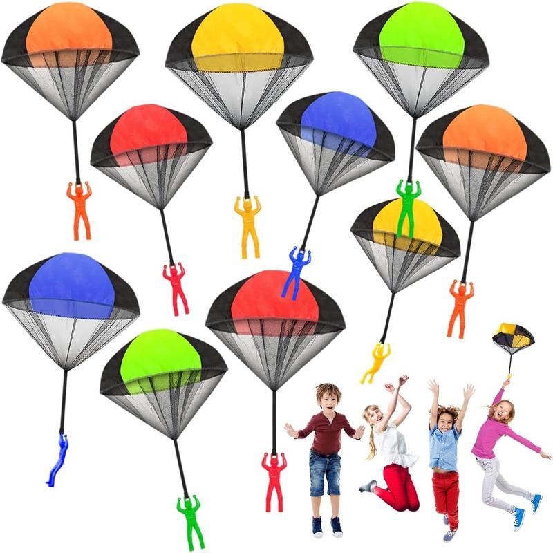 10 piece set of parachute toys, tangle free throwing toy parachute, children's outdoor throwing flying toy, gift (5 colors)