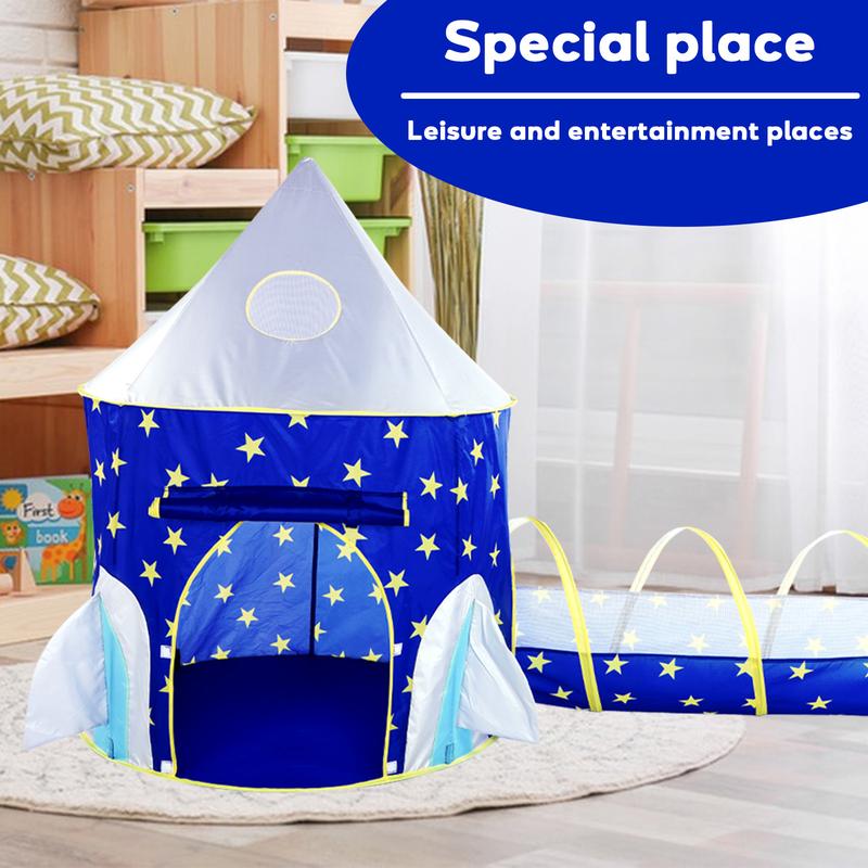 3pc Space-Themed Kids Play Tent Set with Ball Pit & Crawl Tunnel – Perfect Indoor & Outdoor Playhouse for Boys and Girls (Balls Not Included)