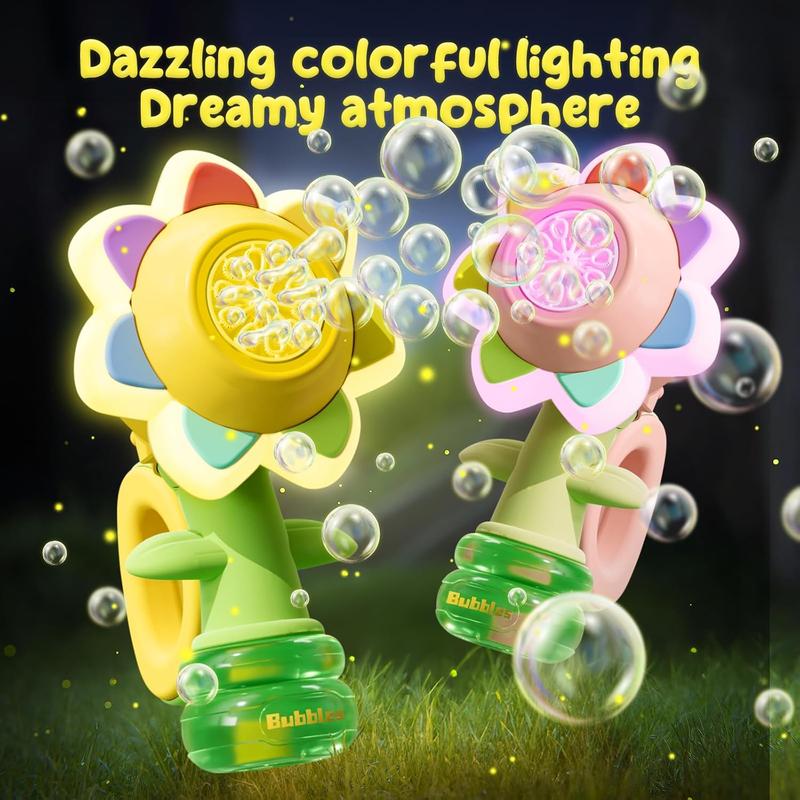 Toy for Indoor Outdoor Party, Seven-color Flower Bubble Machine, Handheld Design, Large Bubble Output, Sunflower, bubble twirler, wubble bubble balls, touchable bubbles, fun bathtoy, bubblemachine toys bubble twirler (Send screwdriver)