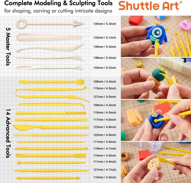 Shuttle Art 82 Colors Polymer Clay Kit with 19 Clay Tools, 16 Kinds of Accessories, Non-Toxic, Non-Sticky, Ideal DIY Art Craft Gift