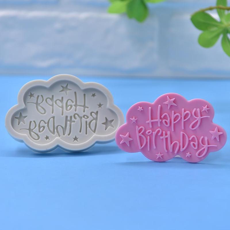 Letter Pattern Silicone Mold, Cute Cloud Shaped Candle Making Mold for Birthday Decor, DIY Candle & Soap Making Supplies