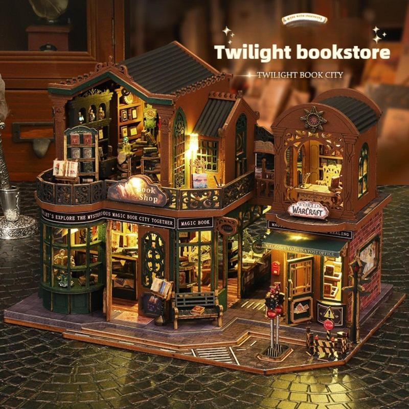 DIY Wooden Bookstore Model Kit, 1 Count DIY Bookstore Model Kit for Christmas Gift, Desktop Decoration, DIY Wooden Craft Kit for Adults, Birthday Gift