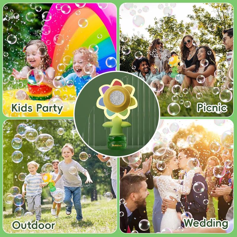 Toy for Indoor Outdoor Party, Seven-color Flower Bubble Machine, Handheld Design, Large Bubble Output, Sunflower, bubble twirler, wubble bubble balls, touchable bubbles, fun bathtoy, bubblemachine toys bubble twirler (Send screwdriver)