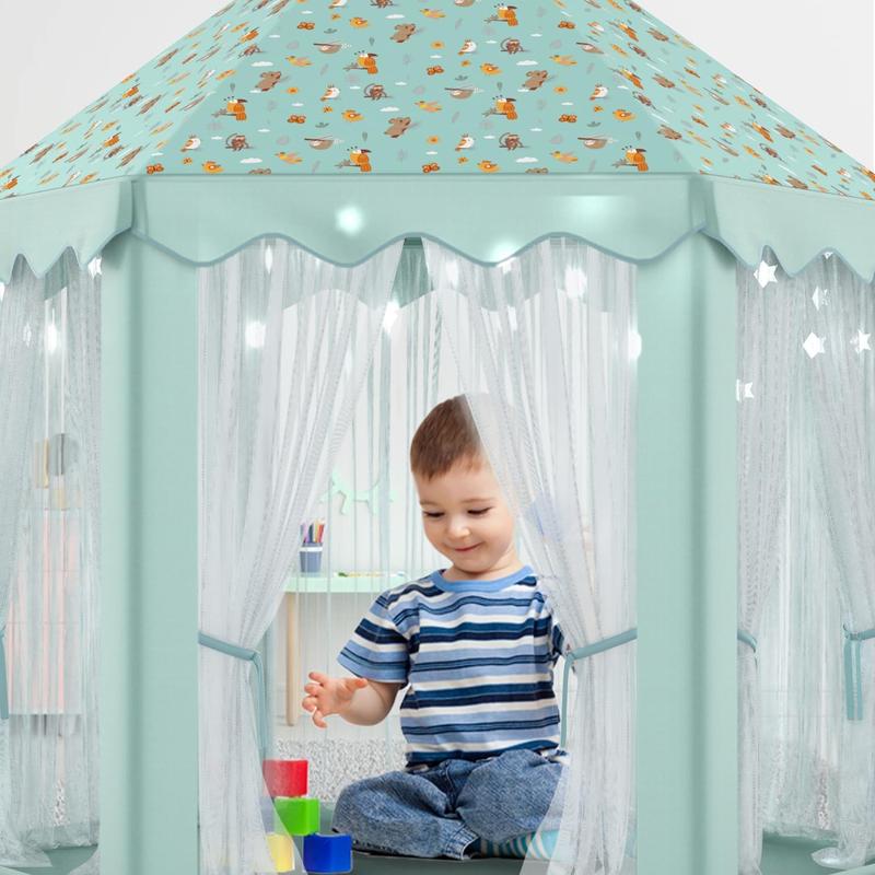 Christmas gift Kids Tent with Star Lights - Large Playhouse for Boys & Girls | Indoor & Outdoor Toy, 55'' x 53'', Perfect Gift for Ages 2-4