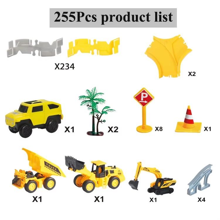 Children's Construction Toys, 255 Pieces Of Children's Toy Construction Track, 1 Electric Car, 6 Engineering Cars, Flexible Track Toy Set, Suitable For 4 56 Years Old Boys And Girls Engineering Gifts