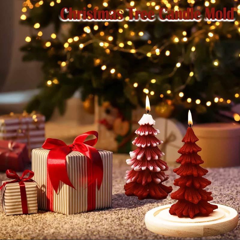 Christmas Tree Candle Molds 3D Christmas Silicone Molds for DIY Candle Soap,Epoxy Resin,Chocolates Cake Decorations Home Decor