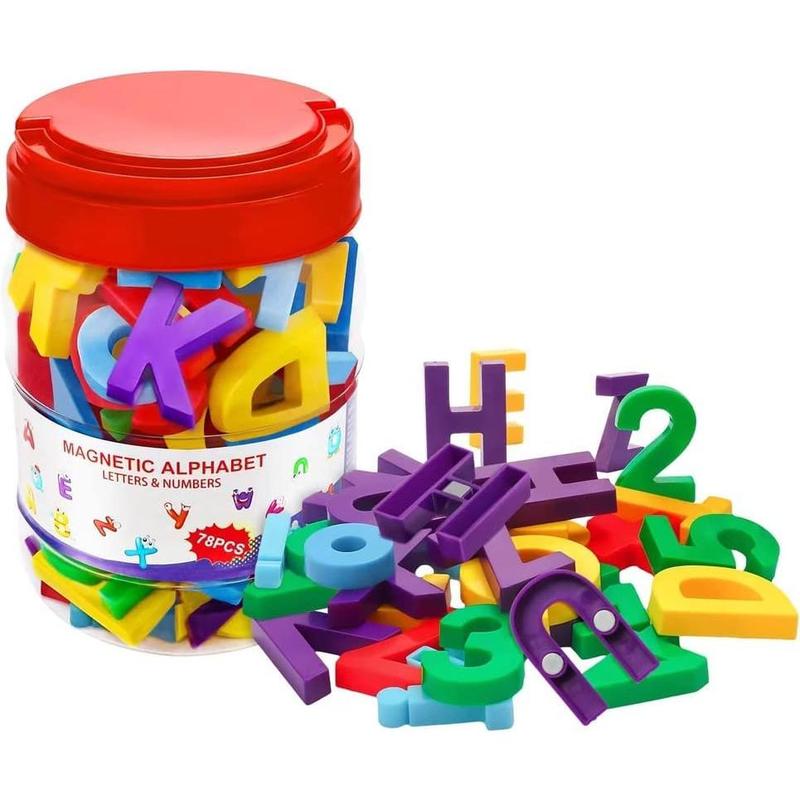 Magnetic Alphabet and Number Toy Set: Strong Magnetic 78 Pieces Colorful Alphabet Magnets, Learning Toys for Kids Boys Girls