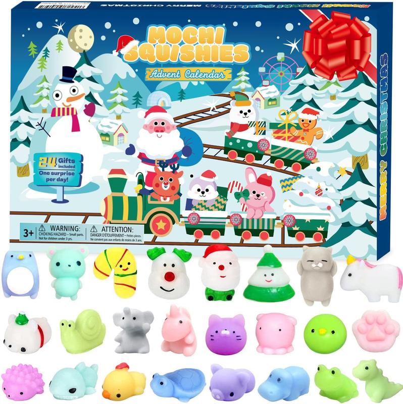 [LIMITED XMAS OFFER] Mochi Squishies Advent Calendars 2024 Kawaii Christmas Countdown Toys Party Favors for Kids Gift for Christmas with 24pcs Different Cute Animal Toys for Girls Boys Xmas Countdown Calendar