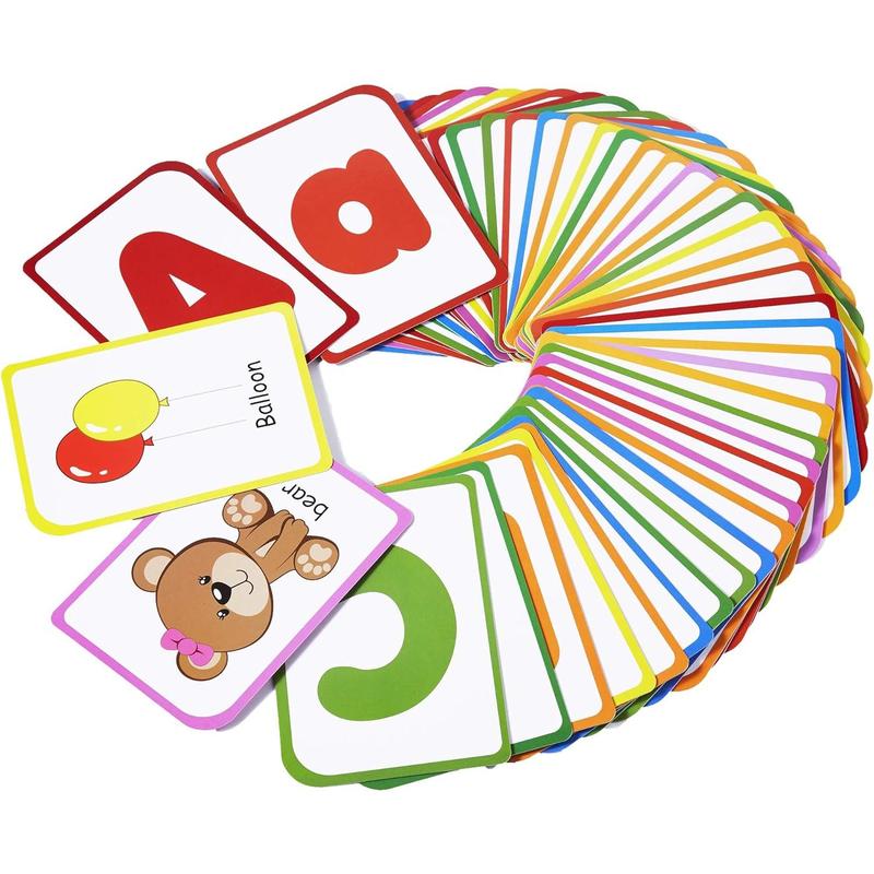 Alphabet Flashcards for Kids: Kids ABC Letters and Words, 52 Double-Sided Uppercase and Lowercase Letter Cards - Learning Toys for Boys and Girls