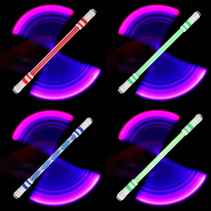 Random Color Glowing LED Spinning Pen, 1 2 3 4 Counts Rolling Stress Relieving Toy, Perfect Pocket-sized Gift for Christmas Halloween Thanksgiving(no Writing Function)