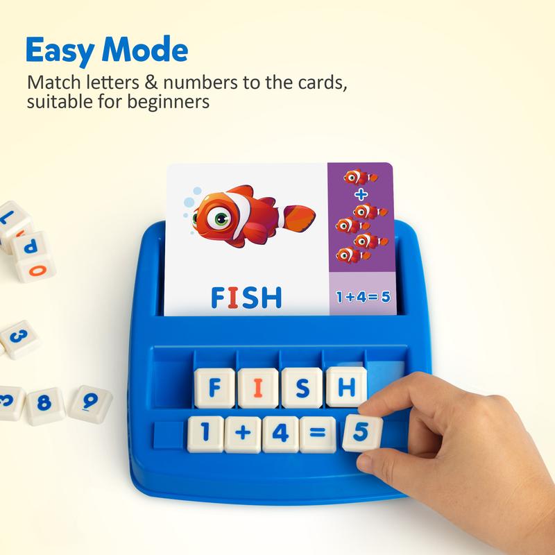 Coogam Alphabet Spelling Reading Flash Cards, Math Number Words Puzzle Toys for 4 5 6 Years Old Kids