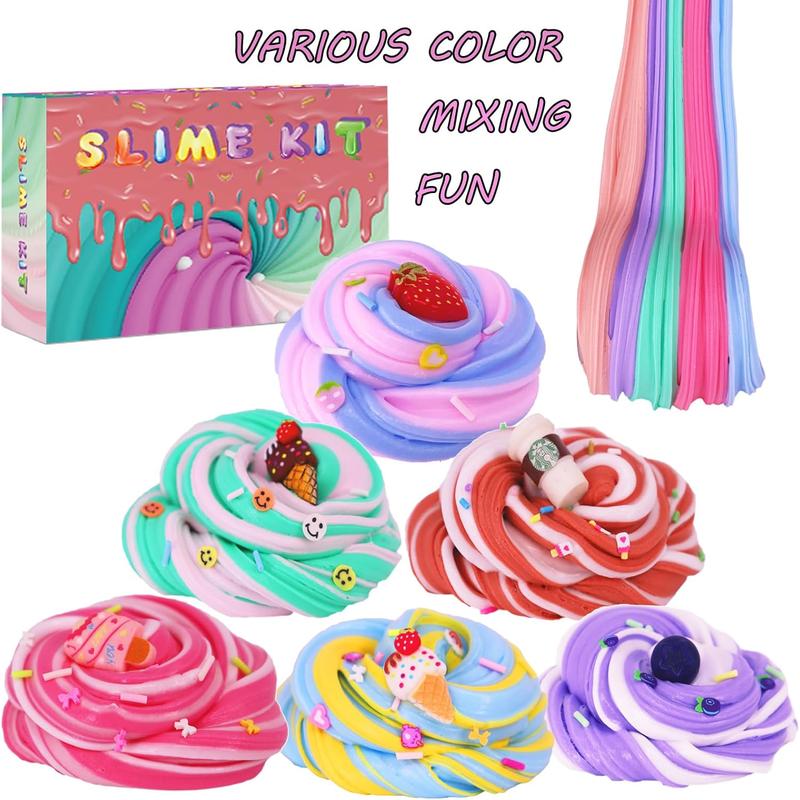 11 Packs Duo Color Butter Slime Kit with Scented DIY Slime for Girls and Boys, Super Soft, Non-Sticky Stress Relief Toy, Party Favors and Birthday Gift