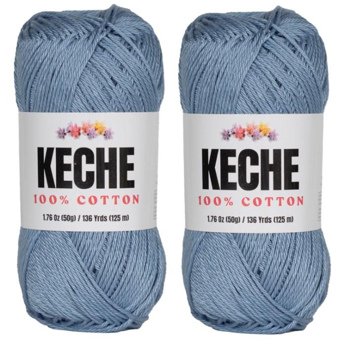 Cotton Yarn - 100% Cotton Yarn for Crocheting and Knitting, Mercerized Cotton Amigurumi Yarn Fine-Sport 2 1.76 oz (50g)   136 Yrds (125 m) 2 Skeins - Blue