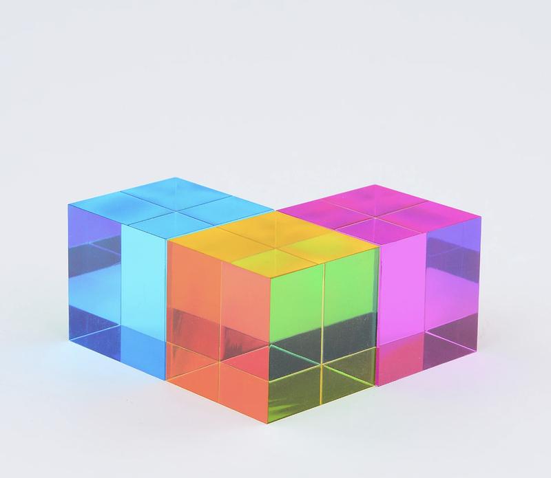 CMY Cubes - The C, M, Y Cubes - Hue Cubes - Optical Color Cube - Diamond Polished - Teaches Subtractive Color Mixing - Educational, Scientific, Physics & Kinetic Art Desk Toy