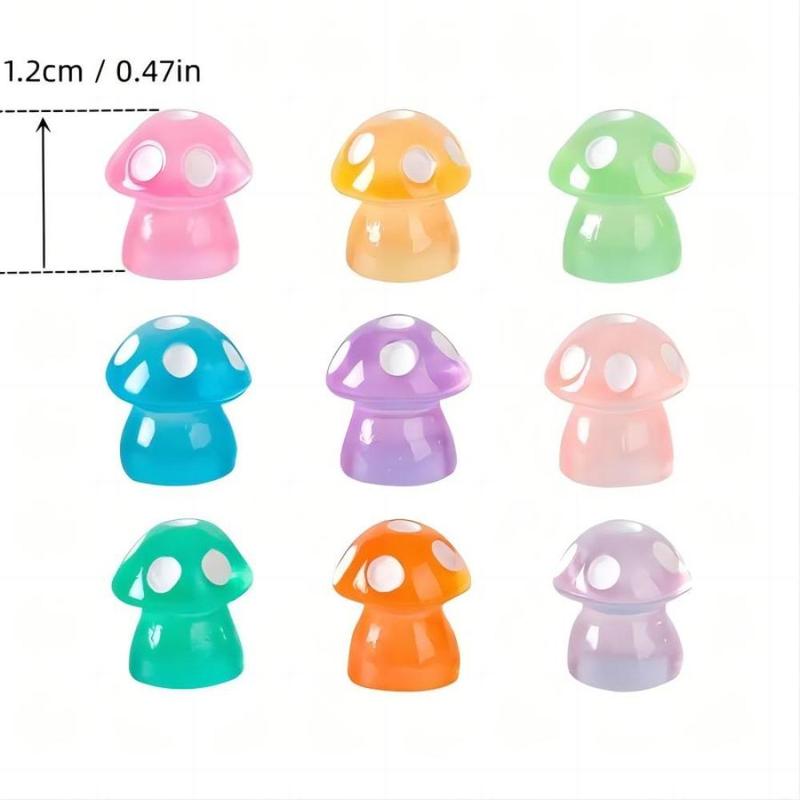 Random Color Mushroom Shaped Glowing Bead, 20 50 100pcs Cute Mini Cartoon Little Mushroom Diy Resin Set, Party Decoration Supplies