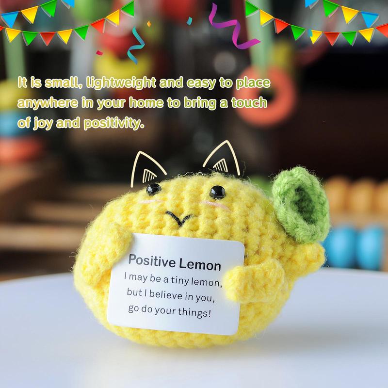 Positive Lemon Design Crochet Ornament, 1 Count Cute Creative Handmade Crochet Ornament, Home Decor for Living Room Bedroom Office