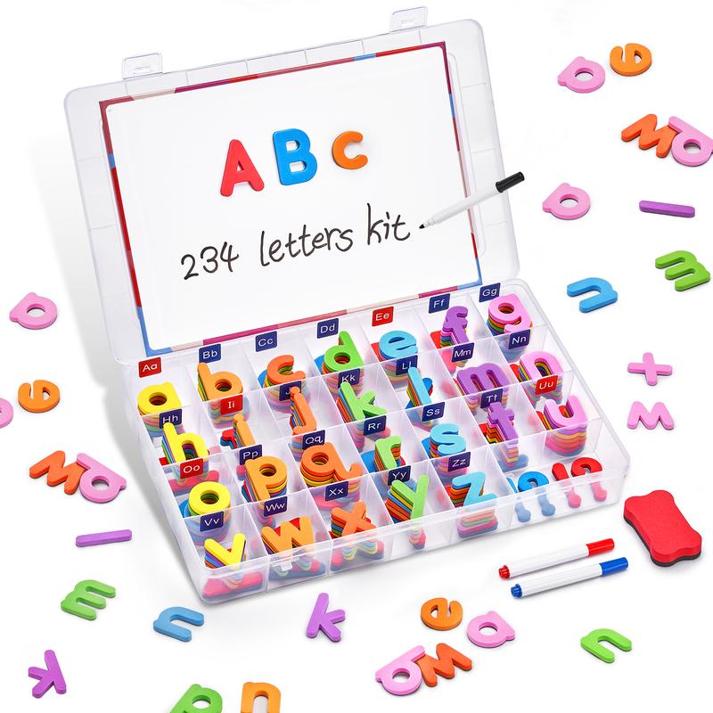 JoyCat Classroom Magnetic Letters Kit 234 Pcs with Double, Foam Alphabet Letters for Preschool Spelling and Learning, Fridge ABC Education Toys