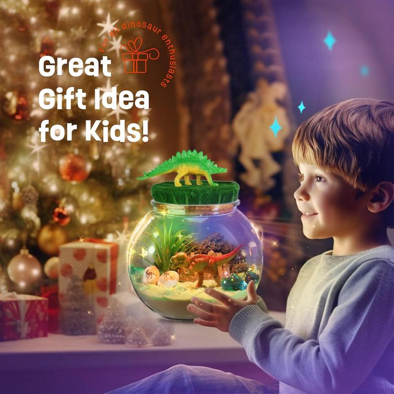 Christmas Dinosaur Gifts for Boys - Dinosaur Terrarium Kit for Kids - Birthday Gift for Boys Ages 4 5 6 7 8-12 Year Old - DIY Dinosaur Toys for Boys - Arts and Crafts Kit for Kids-Christmas Gifts for Boys