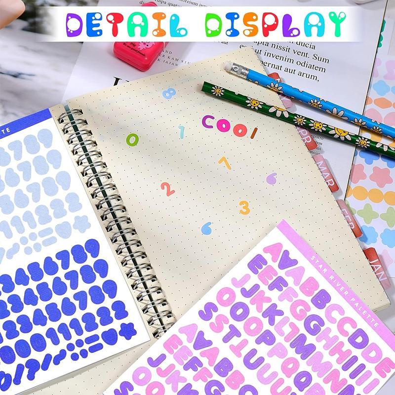 Colorful Alphabet Number Self Adhesive Letter Sticker, 30 Sheets Colorful Letter Sticker, DIY Decorative Sticker for Arts Cards Box Crafts Home Decors