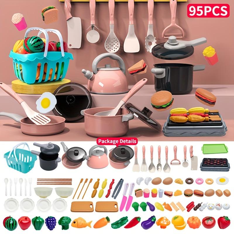 Youngsters's Educational Play Kitchen Simulation Toy Set Role Playing Game Cooking Toys Including Food Fruits and Vegetables 32 65 87 95pcs Kitchen Tableware Multiple Accessories Combination