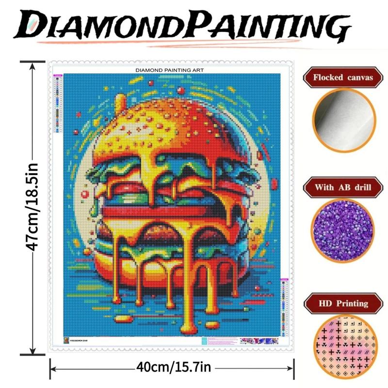 Hamburger Pattern DIY 5D Diamond Art Painting Picture without Frame, DIY Decorative Art Picture for Beginner, DIY Home Decor