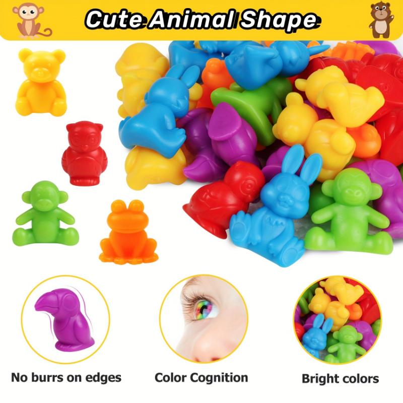 Counting Animal Toys, Stacking Bowl Matching Game, Color Sorting Math Learning Activity Toys, STEM Educational Sensory Toys, Christmas And Birthday Gifts