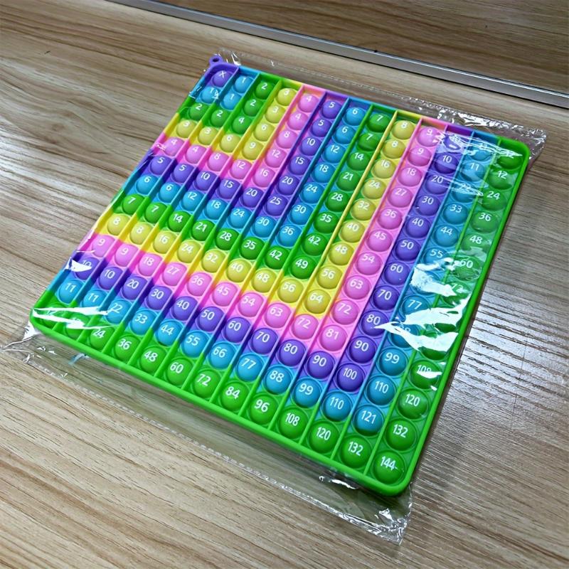 Big 2 In 1pc Front 12x12 Multiplication Back 12+12 Addition Math Learning Educational Toys, Rainbow Silicon Push Bubble Sensory Fidget Pop Toys