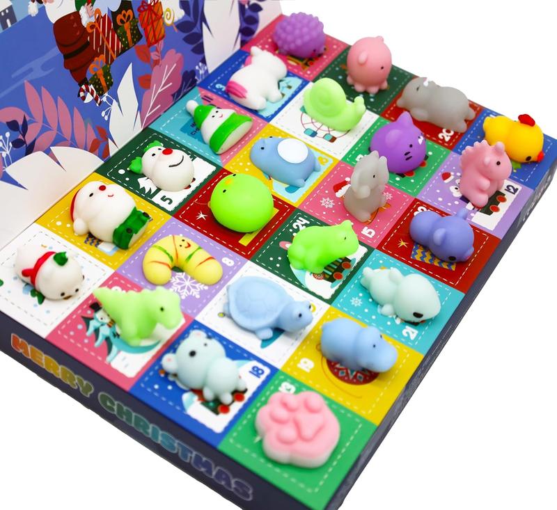 [LIMITED XMAS OFFER] Mochi Squishies Advent Calendars 2024 Kawaii Christmas Countdown Toys Party Favors for Kids Gift for Christmas with 24pcs Different Cute Animal Toys for Girls Boys Xmas Countdown Calendar