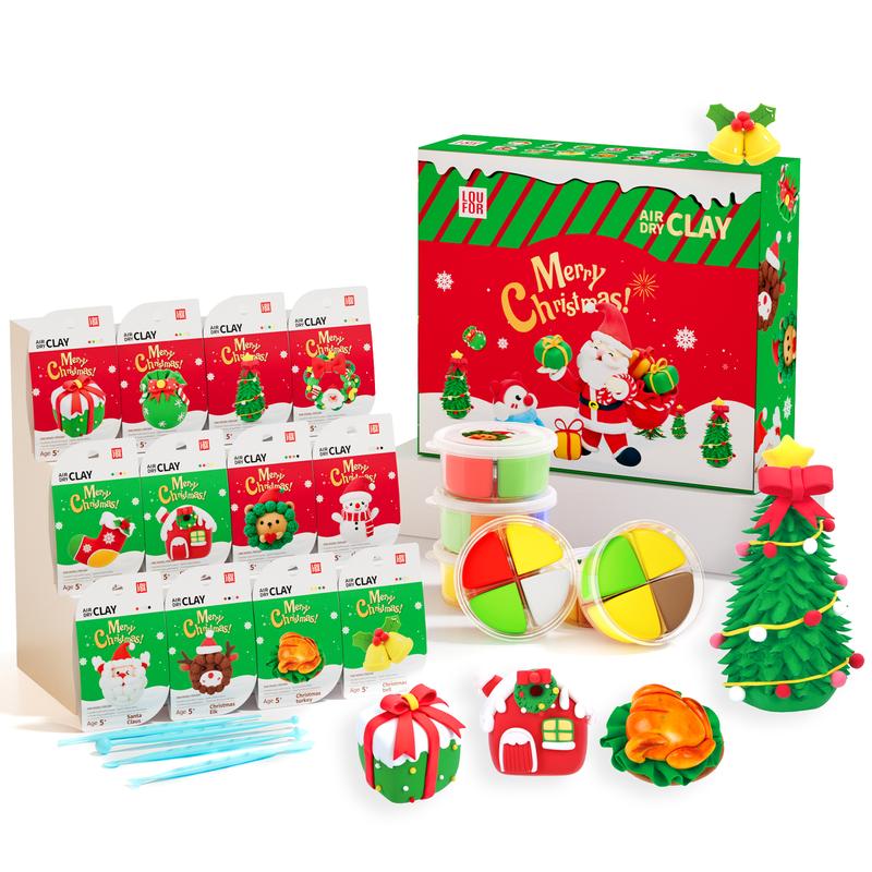 Air DIY Clay,Christmas Limited-Air Dry Clay 12 boxes, Soft & Ultra Light, safe&Non-Toxic, DIY Craft Easy to use,Modeling Clay for  with Accessories, Tools and Tutorials