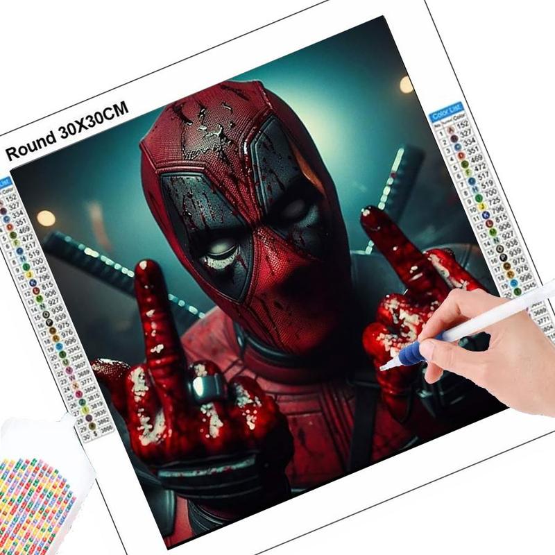 Deadpool Pattern DIY Diamond Arts Colorful Painting Kit without Frame, DIY 5D Diamond Arts Colorful Painting Kit, Wall Art Decor for Home