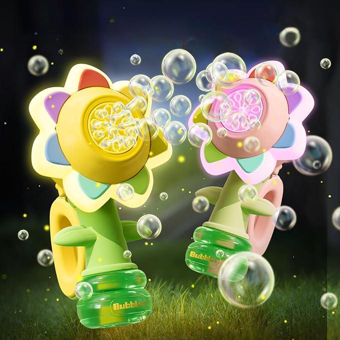 Halloween Sunflower Children's Automatic Bubble Machine Sunflower Night Light Bath Bubble Machine Toy