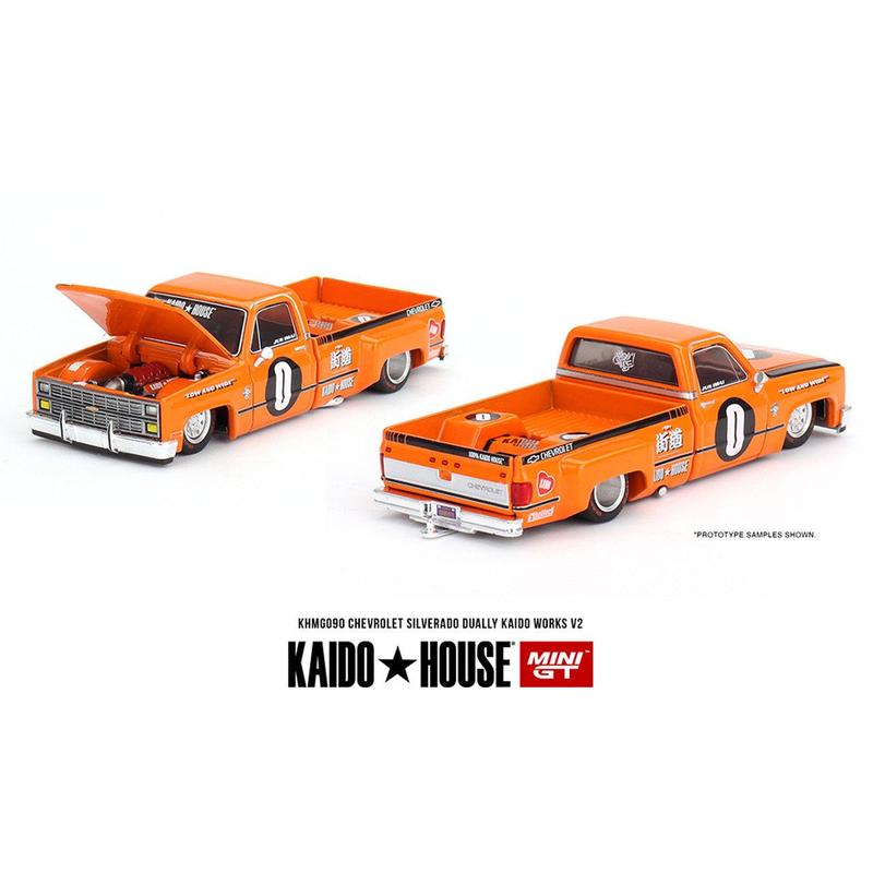 MiniGT X Kaido House 1:64 Chevrolet Silverado Dually Pickup Truck V2 - Orange