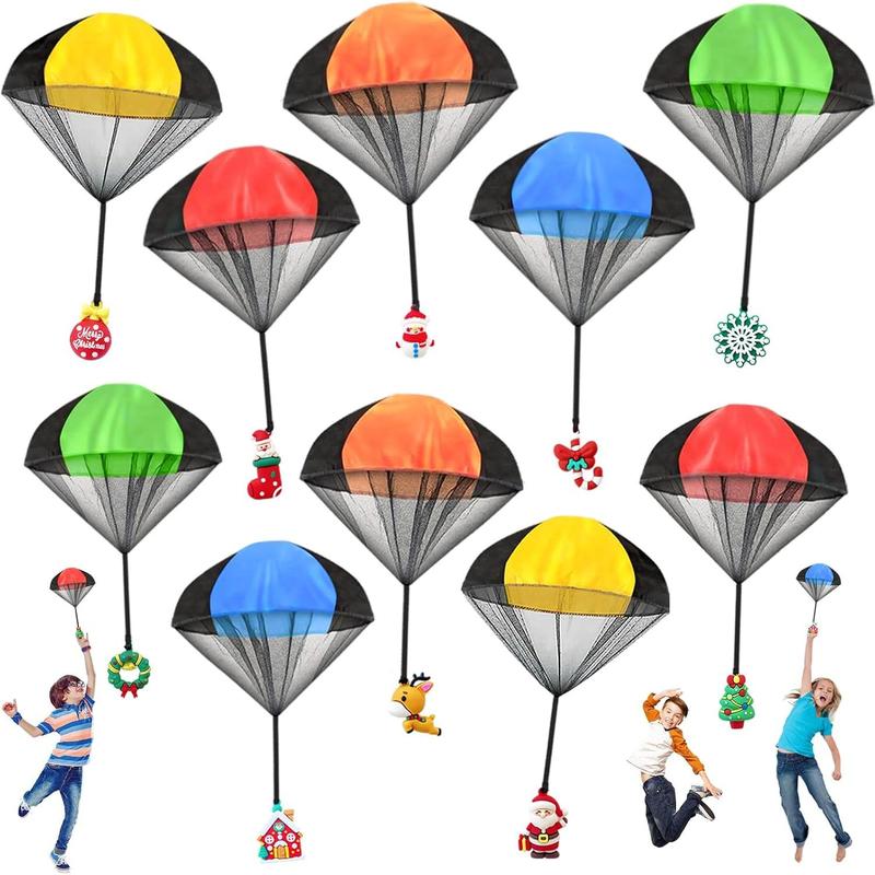 10 piece set of parachute toys, tangle free throwing toy parachute, children's outdoor throwing flying toy, gift (5 colors)