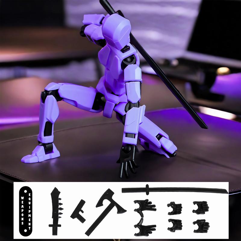 Pre-Assembled Set of 3 3D Printed Multi-Jointed Action Figure Sets T13, Fully Articulated Robot Models, Suitable for Stop Motion Animation, Halloween Gifts, and Christmas Gifts