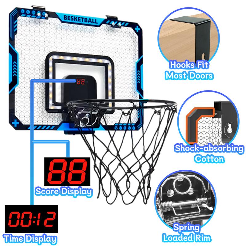 Indoor Mini Basketball Hoop, Basketball Frame for Kids with Electronic Scoreboard & 3 Balls - Birthday Christmas Gifts for Ages 5-12