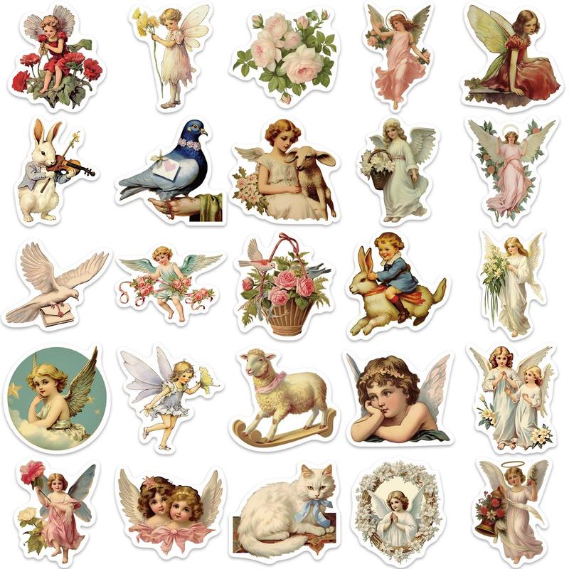 Vintage Fairy Pattern Sticker, 50pcs set Retro Fairy Tale Classic Vintage Sticker, DIY Decorative Sticker for Laptop, Phone, Luggage, Scrapbook