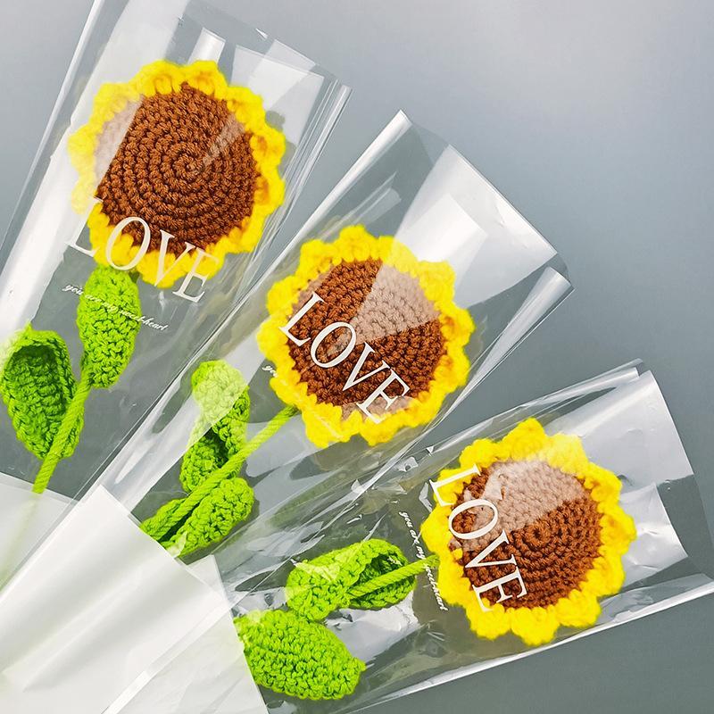 Handmade Crochet Sunflower, DIY Crochet Starter Kit, Knitted Fake Flower, DIY Decorative Flower for Wedding Party Home Floral Decoration, Gifts for Girlfriend