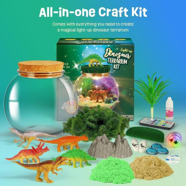 Christmas Dinosaur Gifts for Boys - Dinosaur Terrarium Kit for Kids - Birthday Gift for Boys Ages 4 5 6 7 8-12 Year Old - DIY Dinosaur Toys for Boys - Arts and Crafts Kit for Kids-Christmas Gifts for Boys