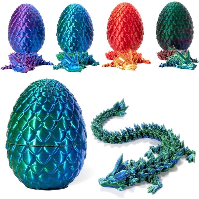 Dragon Egg 12-inch dragon toy 3D printed dragon toy, 3D printed dragon egg with hinged dragon, toy for boys and girls, Easter gift