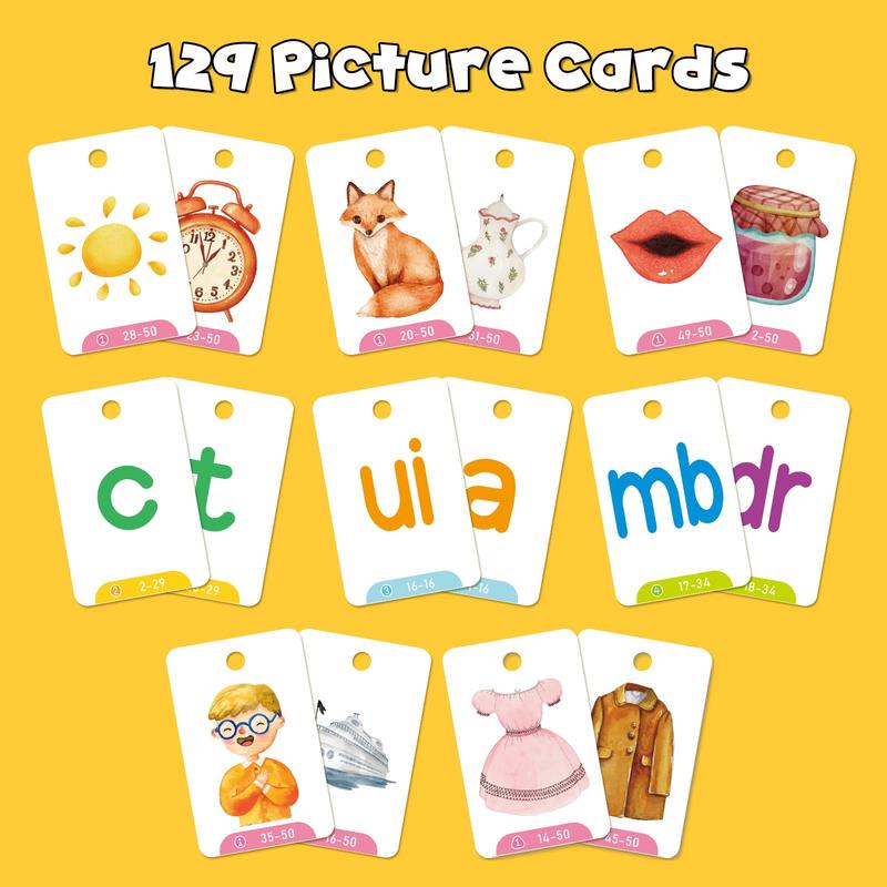 Sentence Building Flash Card, 1 Set Shape Color Cognition Theme Word Games, Phonics Games Education Card for Speech Therapy Reading Manipulative Spelling