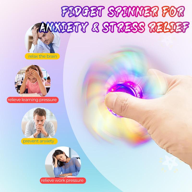 Fidget Spinner Toy, 12pcs set Colorful Finger Fidget Spinner, Stress Relief Toy for Adults & Teens, Novelty & Gag Toys, Christmas Gift