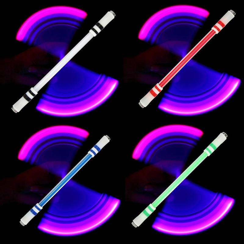 Random Color Glowing LED Spinning Pen, 1 2 3 4 Counts Rolling Stress Relieving Toy, Perfect Pocket-sized Gift for Christmas Halloween Thanksgiving(no Writing Function)