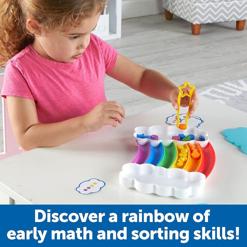 Learning Resources Rainbow Sorting Set,37 Pieces, Ages 3+, Fine Motor Skills, Color and Sorting Recognition, Addition Skills, Sensory Tray Toys